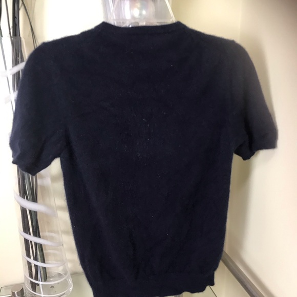 TSE Cashmere Short Sleeves Pullover Sweater Top Minimalist Quality Knit Navy S - Picture 4 of 8
